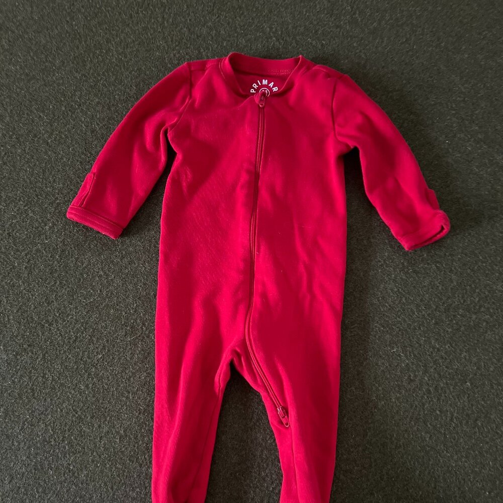 Primary Baby Organic Zip Footie- Cherry